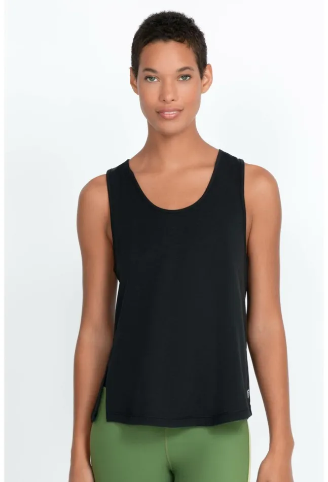 Women Effect Mesh Contrast Tank Jet Black Johnny Was Tops