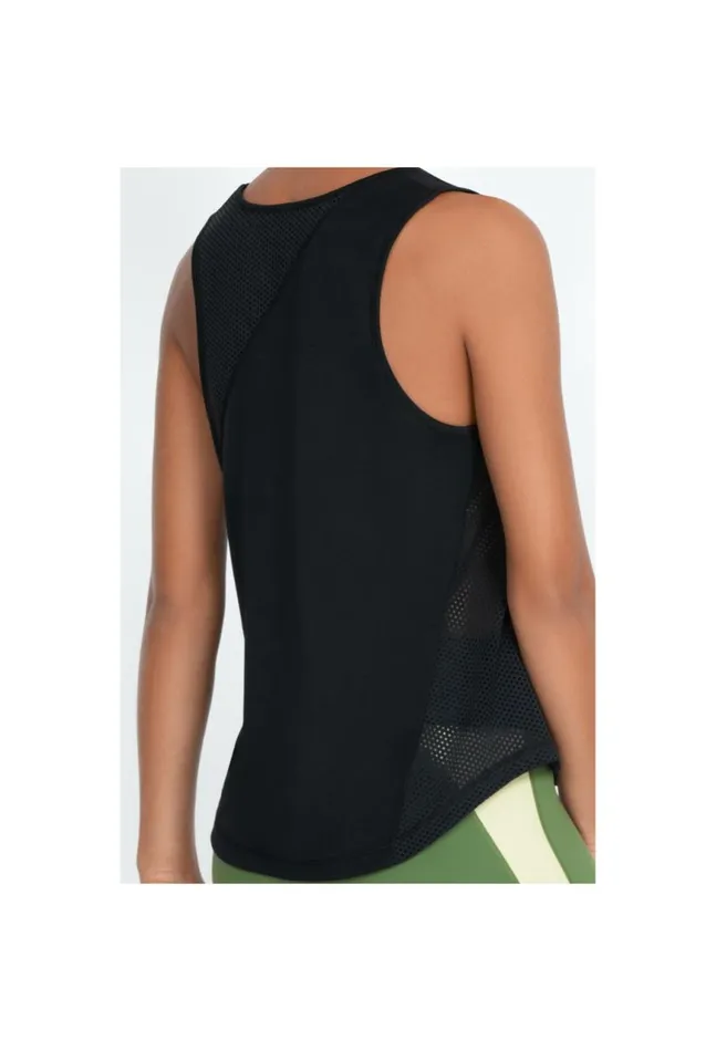 Women Effect Mesh Contrast Tank Jet Black Johnny Was Tops