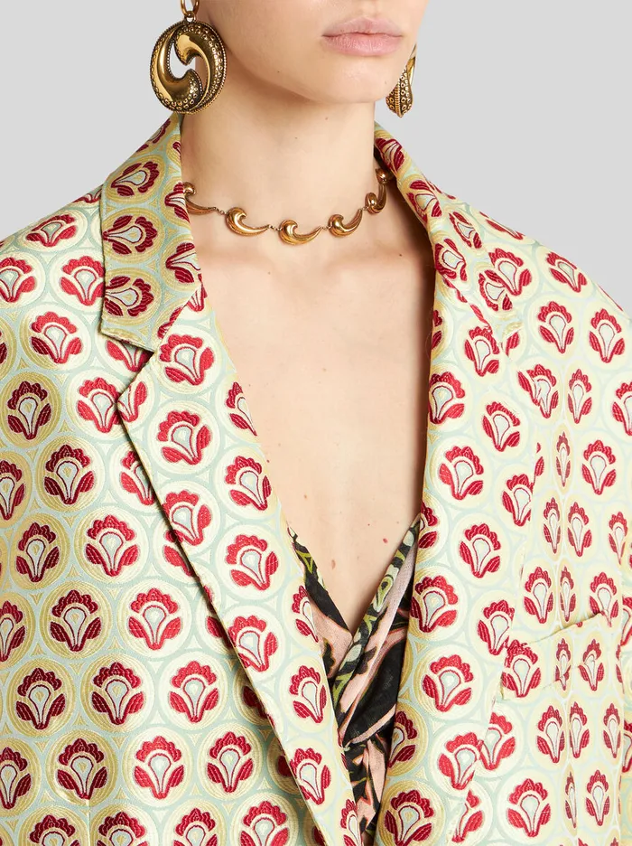 Women Etro Coats And Outerwear Shiny Jacquard Duster Coat Yellow Women Etro Coats And Outerwear Shiny Jacquard Duster Coat Yellow