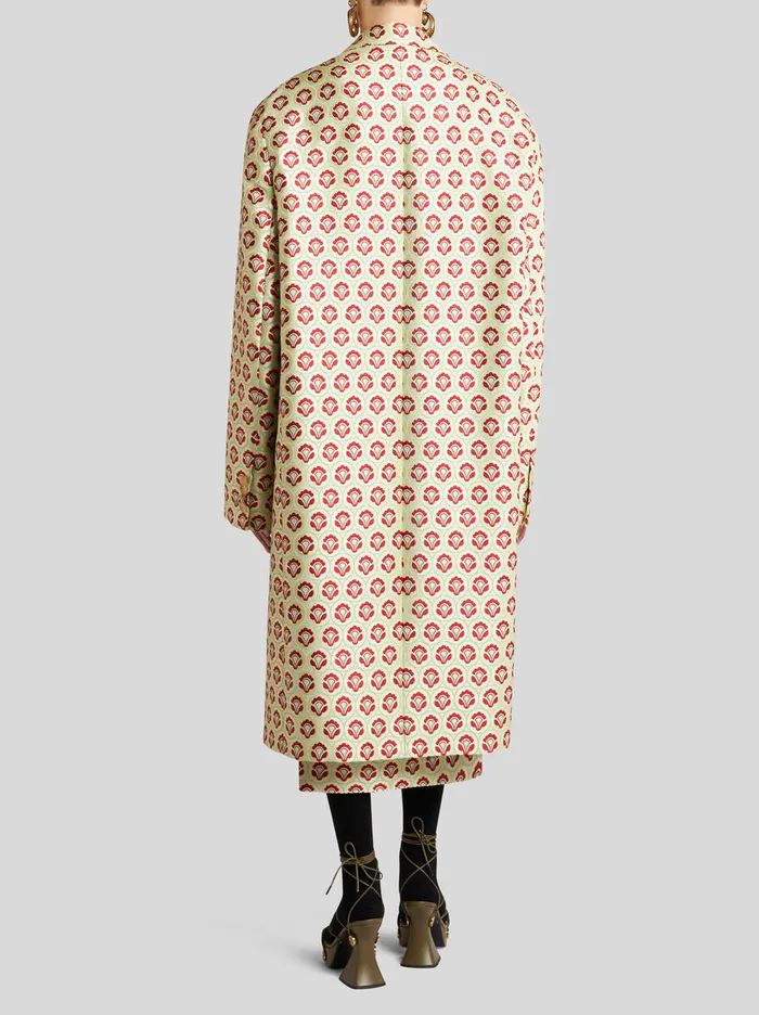 Women Etro Coats And Outerwear Shiny Jacquard Duster Coat Yellow Women Etro Coats And Outerwear Shiny Jacquard Duster Coat Yellow