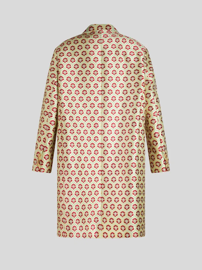 Women Etro Coats And Outerwear Shiny Jacquard Duster Coat Yellow Women Etro Coats And Outerwear Shiny Jacquard Duster Coat Yellow