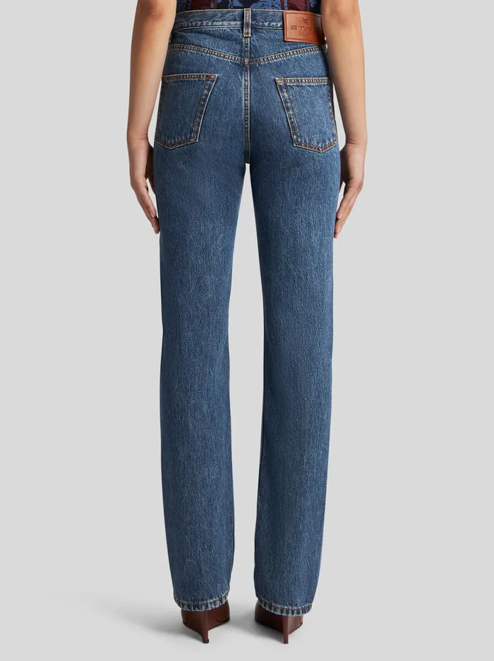 Women Etro Denim RegularFit Jeans With Side Band Navy Blue Women Etro Denim RegularFit Jeans With Side Band Navy Blue