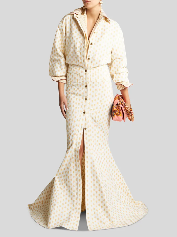 Women Etro Dresses Jacquard Shirt Dress White
