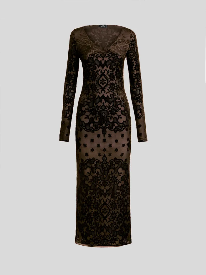 Women Etro Dresses Tulle And Jacquard Velvet Dress Black