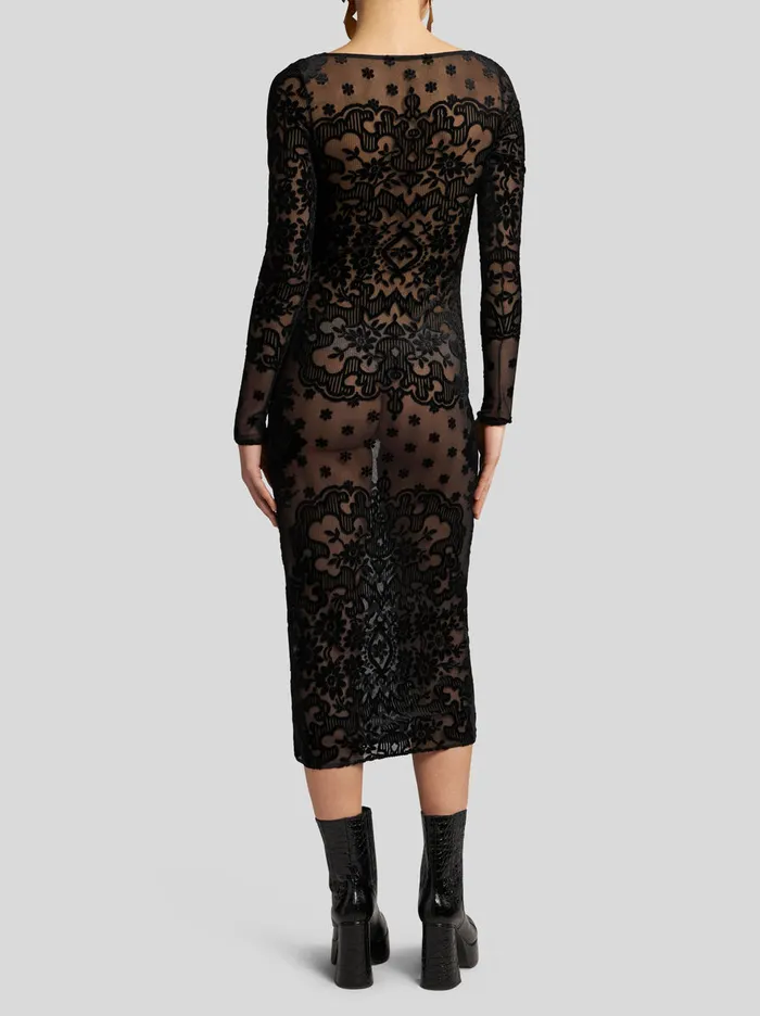 Women Etro Dresses Tulle And Jacquard Velvet Dress Black Women Etro Dresses Tulle And Jacquard Velvet Dress Black