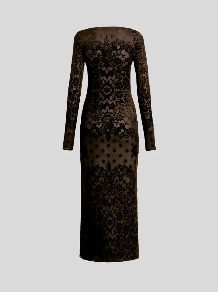 Women Etro Dresses Tulle And Jacquard Velvet Dress Black Women Etro Dresses Tulle And Jacquard Velvet Dress Black