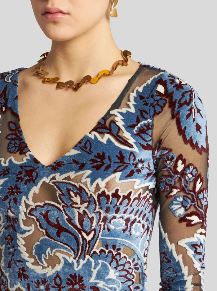 Women Etro Dresses Tulle And Jacquard Velvet Dress Light Blue