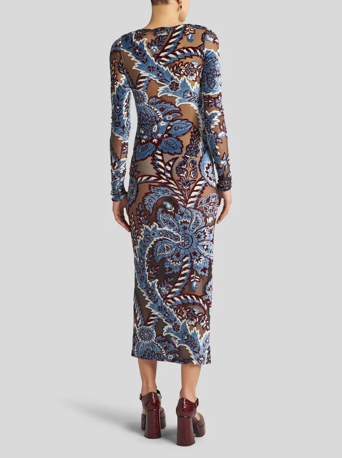 Women Etro Dresses Tulle And Jacquard Velvet Dress Light Blue