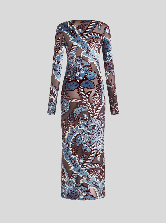 Women Etro Dresses Tulle And Jacquard Velvet Dress Light Blue