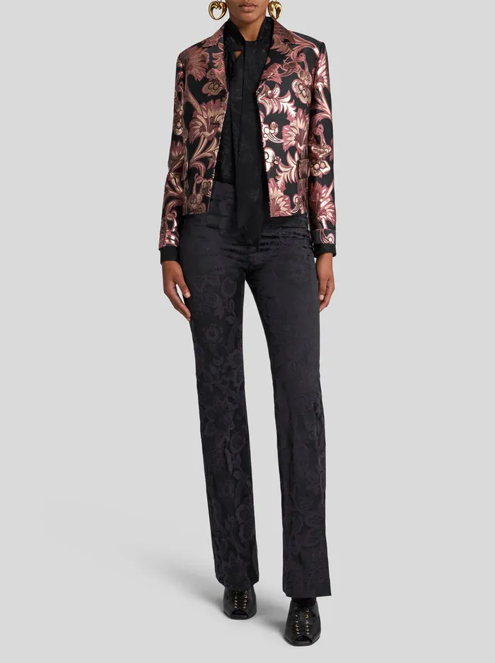 Women Etro Jackets Cropped Jacquard Jacket Pink