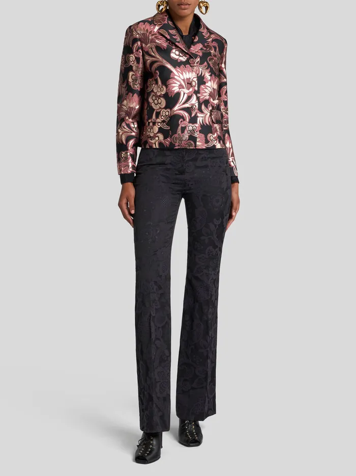 Women Etro Jackets Cropped Jacquard Jacket Pink
