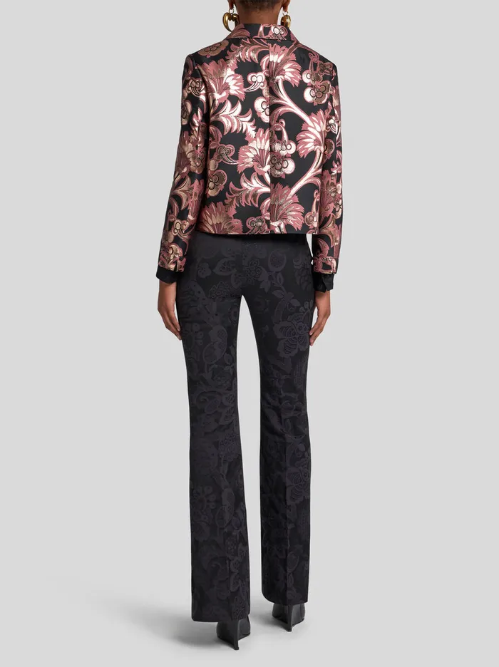 Women Etro Jackets Cropped Jacquard Jacket Pink