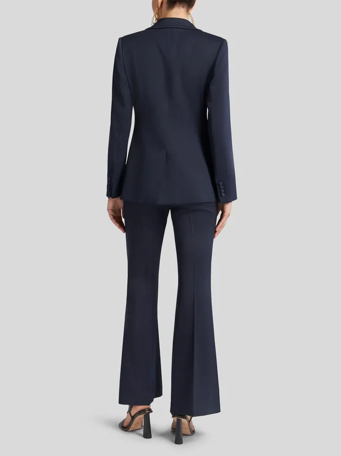 Women Etro Jackets Gabardine Jacket With Embroidery Navy Blue Women Etro Jackets Gabardine Jacket With Embroidery Navy Blue