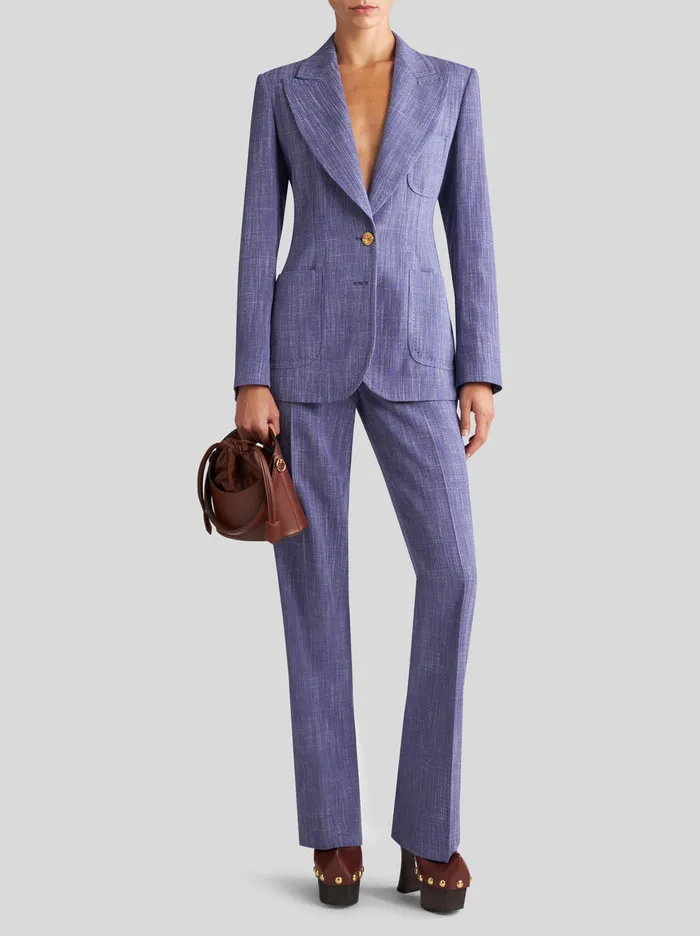 Women Etro Jackets Slub Fabric Jacket Light Blue Women Etro Jackets Slub Fabric Jacket Light Blue