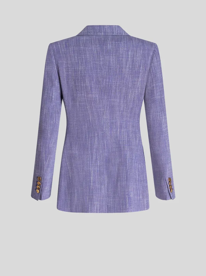 Women Etro Jackets Slub Fabric Jacket Light Blue Women Etro Jackets Slub Fabric Jacket Light Blue