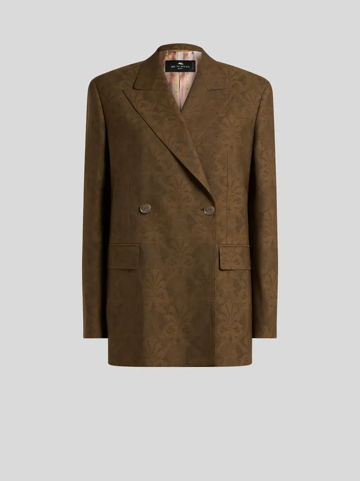 Women Etro Jackets Wool Jacquard Jacket Brown