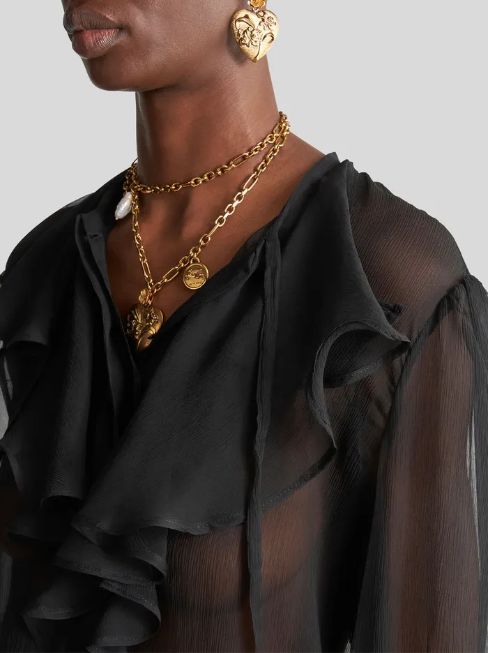Women Etro Shirts And Blouses Crepon Shirt With Ruches Black Women Etro Shirts And Blouses Crepon Shirt With Ruches Black