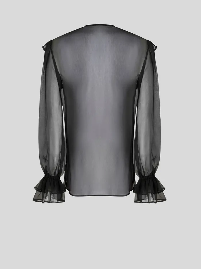 Women Etro Shirts And Blouses Crepon Shirt With Ruches Black Women Etro Shirts And Blouses Crepon Shirt With Ruches Black