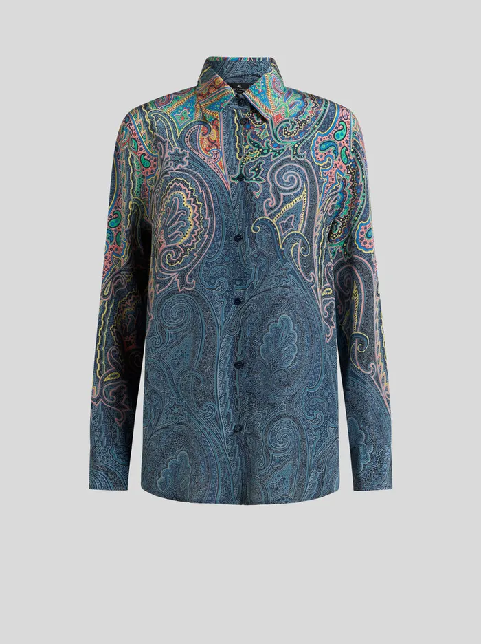 Women Etro Shirts And Blouses Paisley Silk Shirt Green