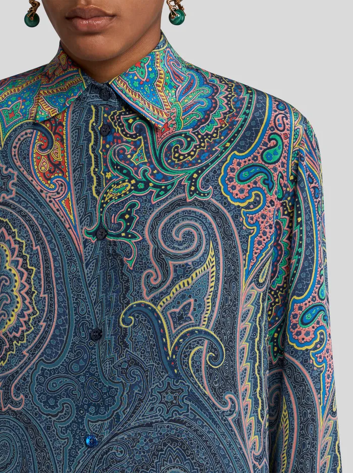 Women Etro Shirts And Blouses Paisley Silk Shirt Green