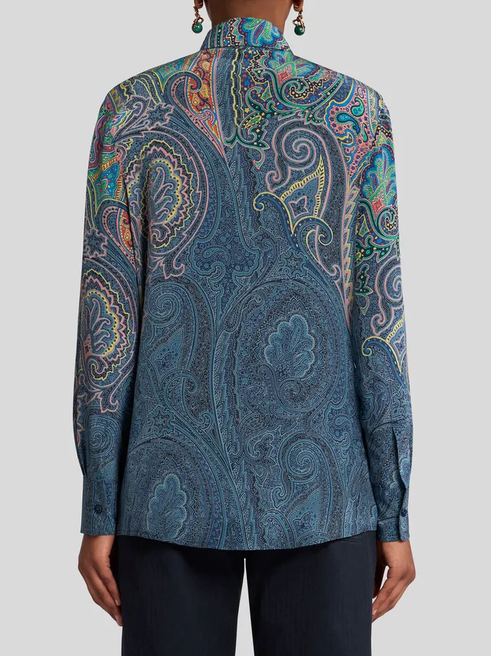 Women Etro Shirts And Blouses Paisley Silk Shirt Green
