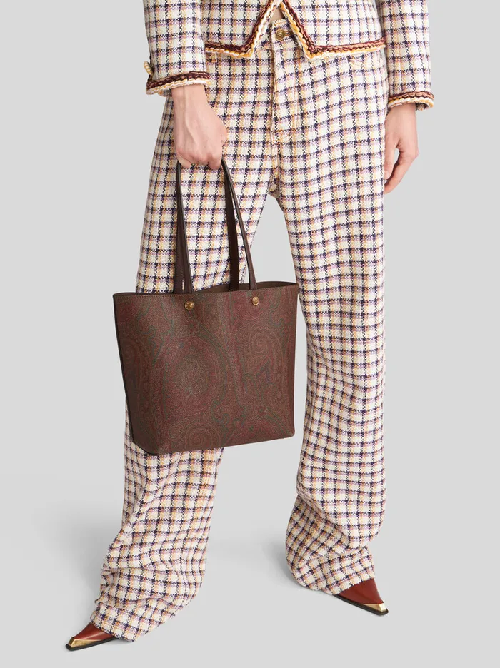 Women Etro Shopping Bags Medium Essential Bag With Clutch Dark Brown Women Etro Shopping Bags Medium Essential Bag With Clutch Dark Brown