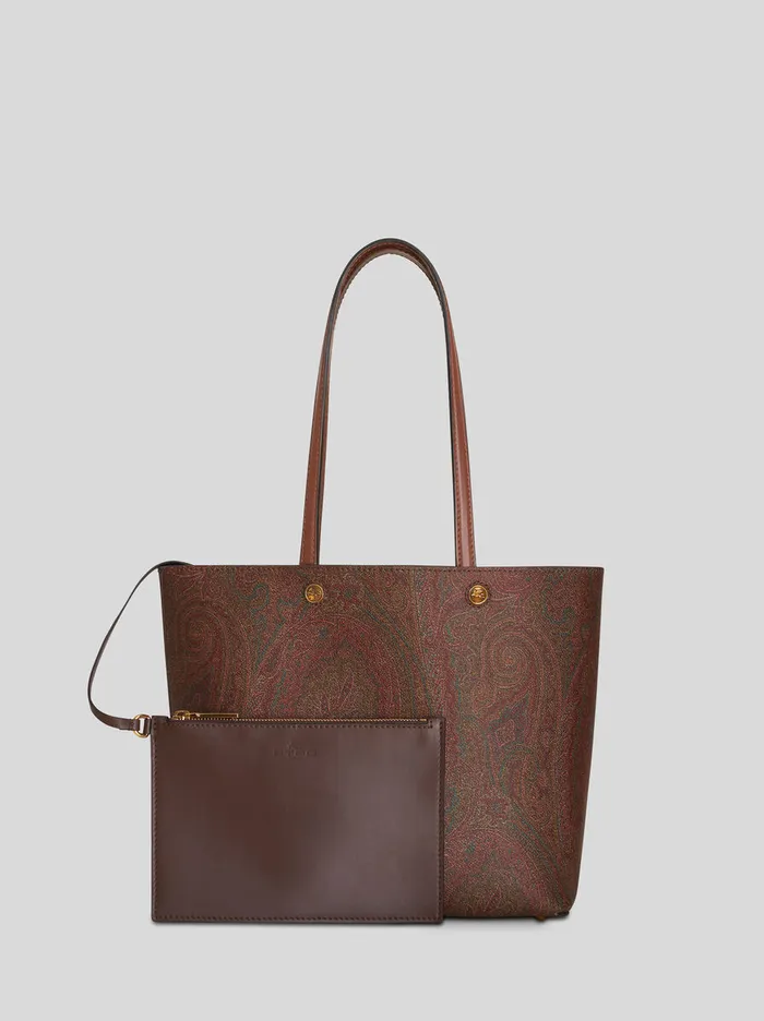 Women Etro Shopping Bags Medium Essential Bag With Clutch Dark Brown Women Etro Shopping Bags Medium Essential Bag With Clutch Dark Brown