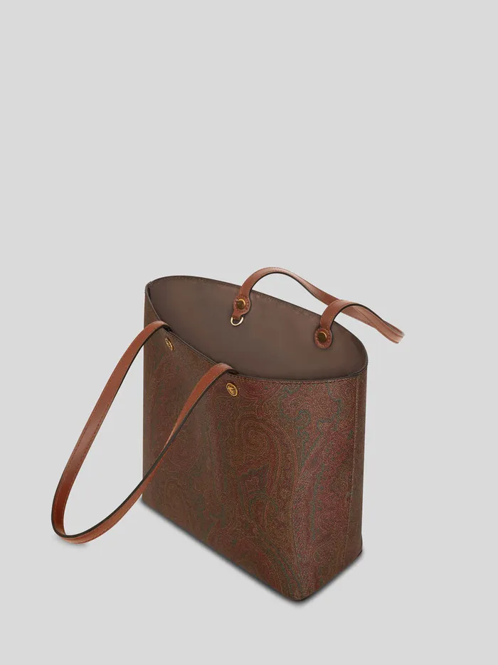 Women Etro Shopping Bags Medium Essential Bag With Clutch Dark Brown Women Etro Shopping Bags Medium Essential Bag With Clutch Dark Brown