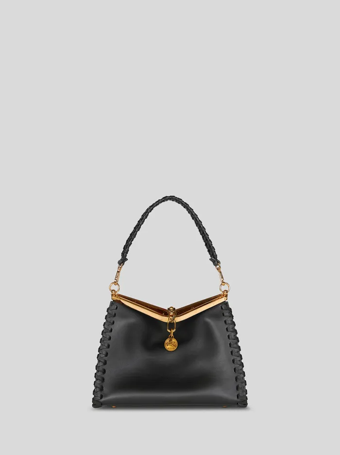 Women Etro Shoulder Bags Medium Vela Bag With Thread Work Black
