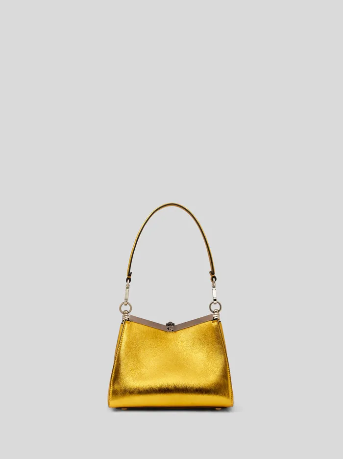Women Etro Shoulder Bags Small Laminated Vela Bag Gold