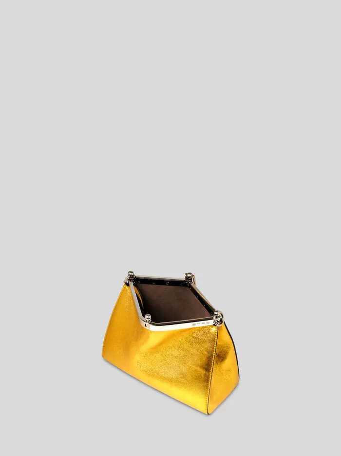 Women Etro Shoulder Bags Small Laminated Vela Bag Gold