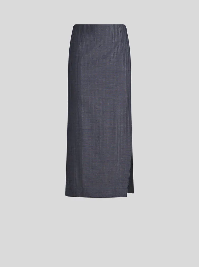 Women Etro Skirts WoolBlend Pencil Skirt Navy Blue