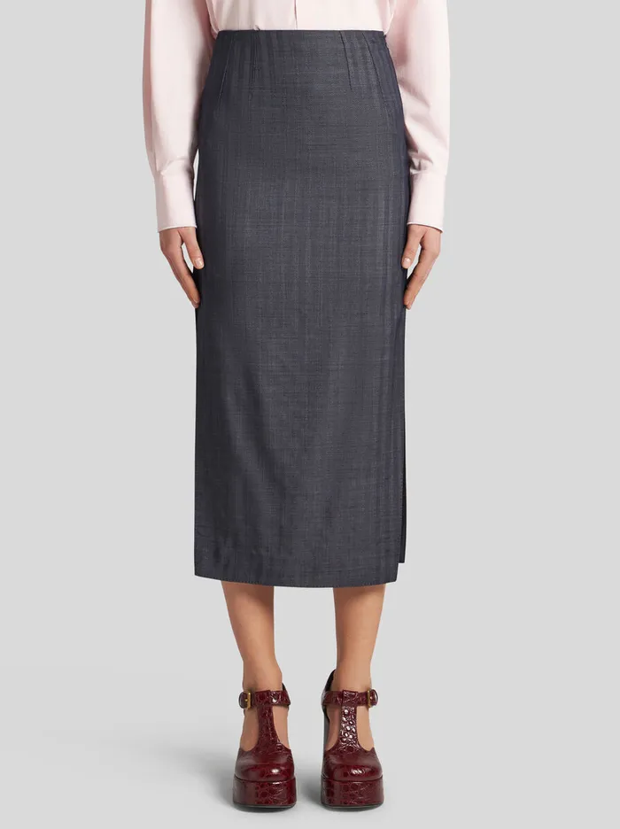 Women Etro Skirts WoolBlend Pencil Skirt Navy Blue Women Etro Skirts WoolBlend Pencil Skirt Navy Blue