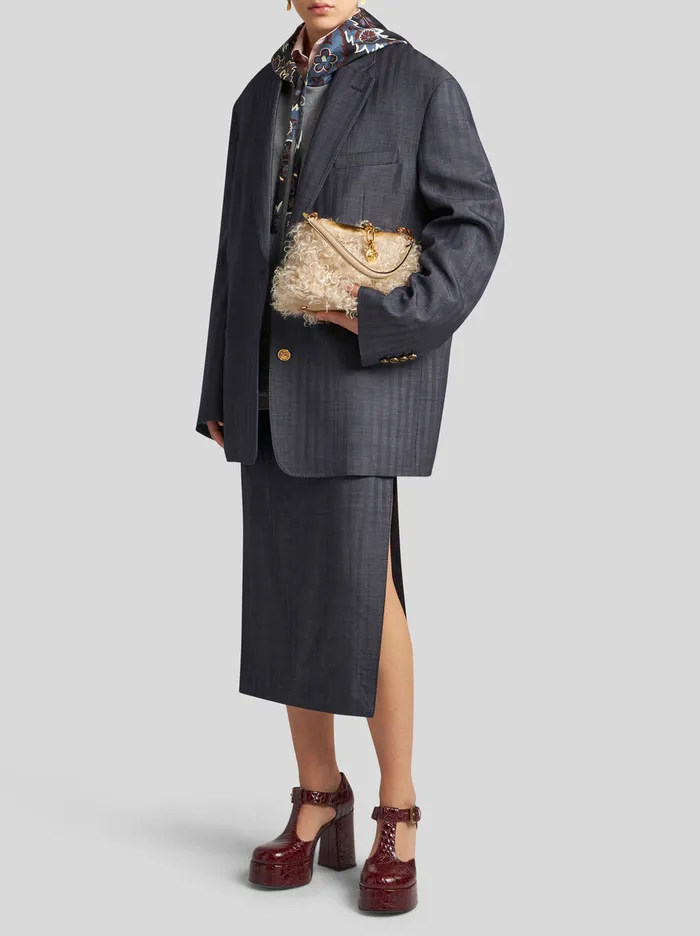 Women Etro Skirts WoolBlend Pencil Skirt Navy Blue Women Etro Skirts WoolBlend Pencil Skirt Navy Blue