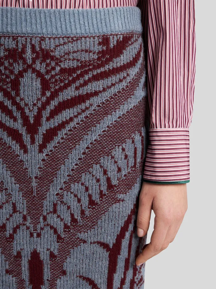 Women Etro Skirts Wool Jacquard Pencil Skirt Light Blue Women Etro Skirts Wool Jacquard Pencil Skirt Light Blue