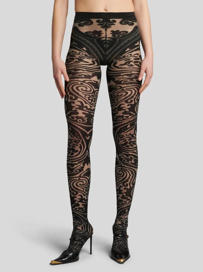 Women Etro Socks And Tights Paisley Tattoo Tights Black Women Etro Socks And Tights Paisley Tattoo Tights Black