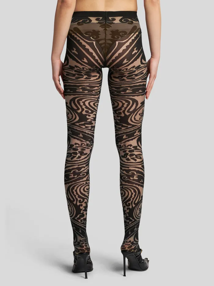 Women Etro Socks And Tights Paisley Tattoo Tights Black Women Etro Socks And Tights Paisley Tattoo Tights Black