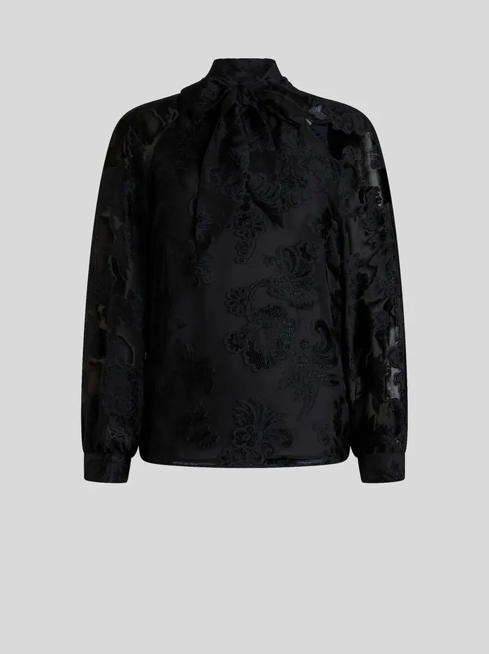 Women Etro Tops Fil Coup Chiffon Top Black