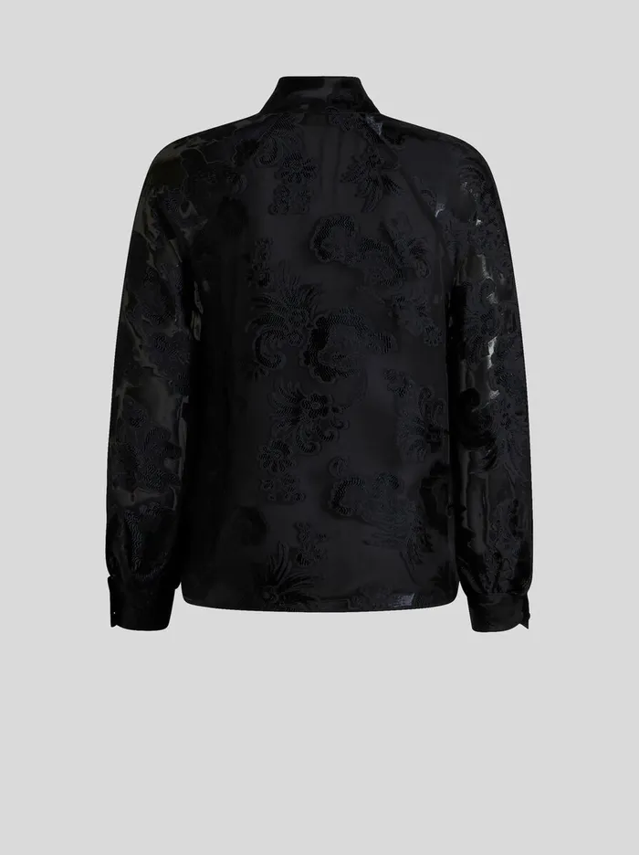 Women Etro Tops Fil Coup Chiffon Top Black Women Etro Tops Fil Coup Chiffon Top Black