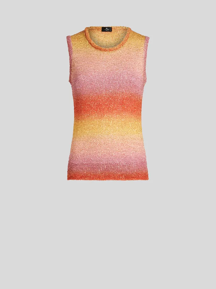 Women Etro Tops Knit Vest Top With Sequins Multicolour