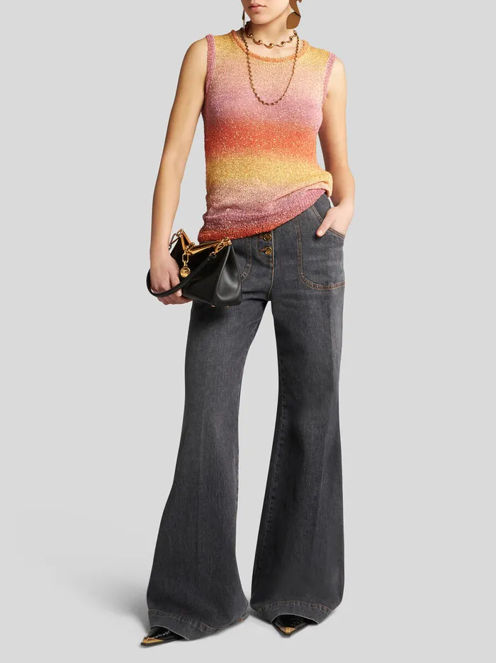 Women Etro Tops Knit Vest Top With Sequins Multicolour Women Etro Tops Knit Vest Top With Sequins Multicolour