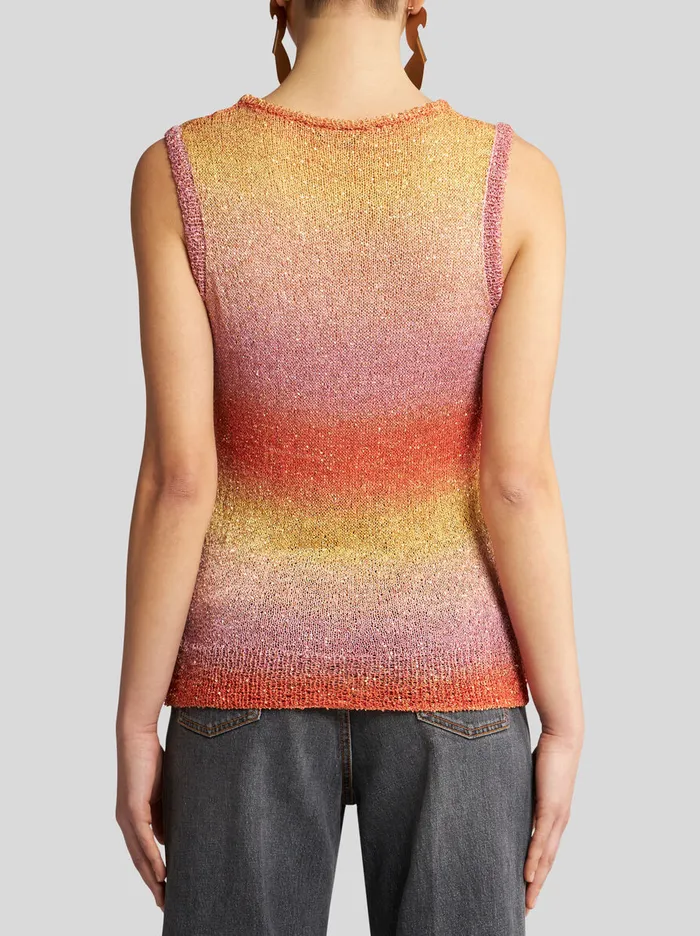 Women Etro Tops Knit Vest Top With Sequins Multicolour Women Etro Tops Knit Vest Top With Sequins Multicolour