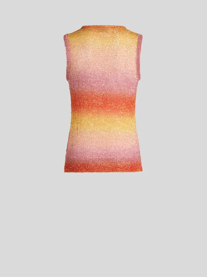 Women Etro Tops Knit Vest Top With Sequins Multicolour Women Etro Tops Knit Vest Top With Sequins Multicolour