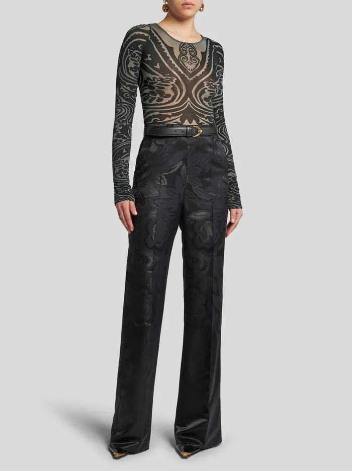 Women Etro Tops Paisley Tattoo Bodysuit Black Women Etro Tops Paisley Tattoo Bodysuit Black