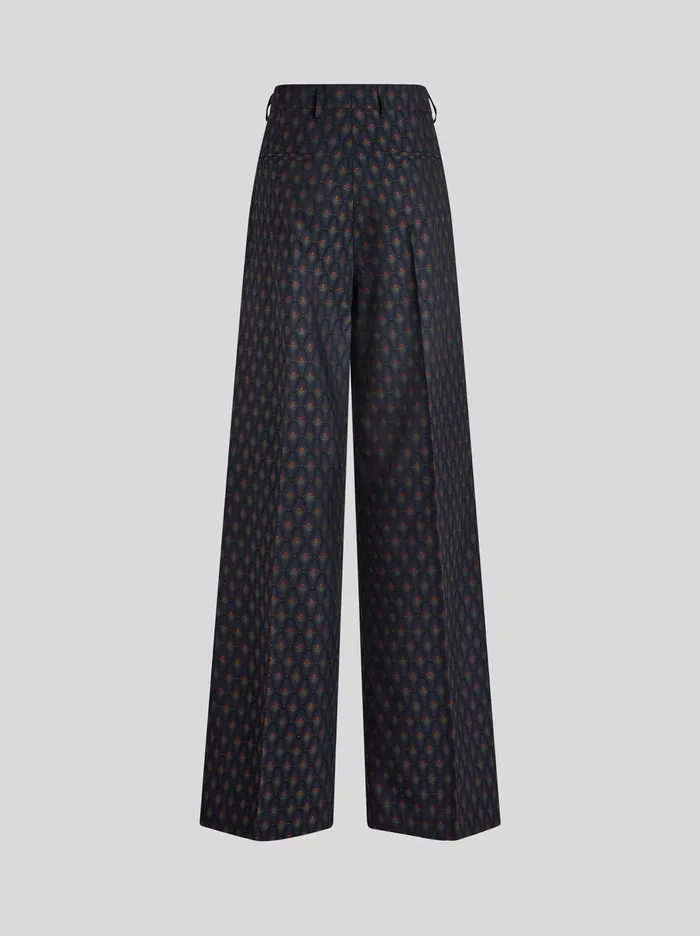 Women Etro Trousers Jacquard Trousers Navy Blue Women Etro Trousers Jacquard Trousers Navy Blue