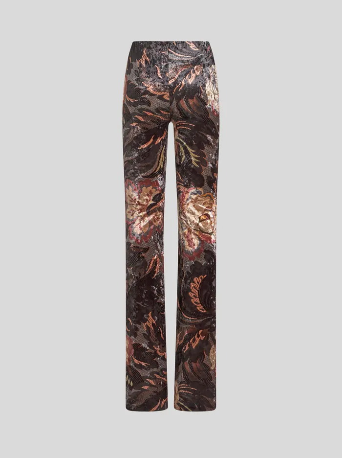 Women Etro Trousers Printed Chenille Trousers Grey Women Etro Trousers Printed Chenille Trousers Grey