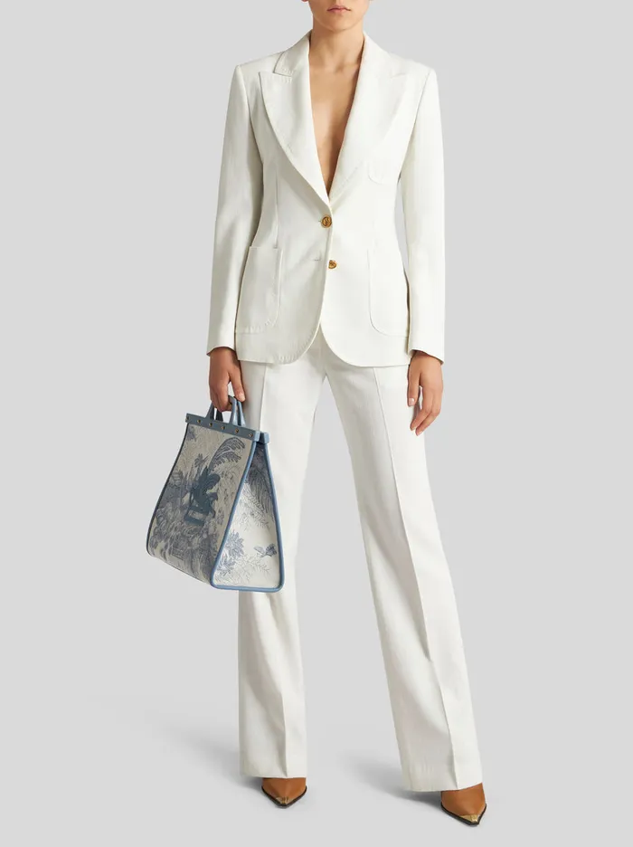 Women Etro Trousers Slub Fabric Trousers White Women Etro Trousers Slub Fabric Trousers White
