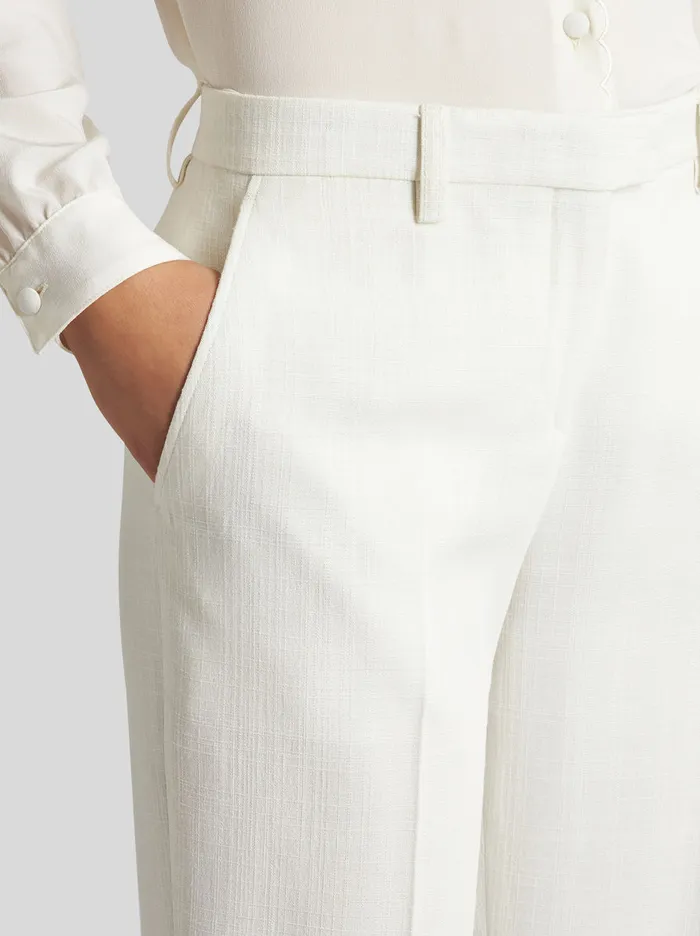 Women Etro Trousers Slub Fabric Trousers White Women Etro Trousers Slub Fabric Trousers White