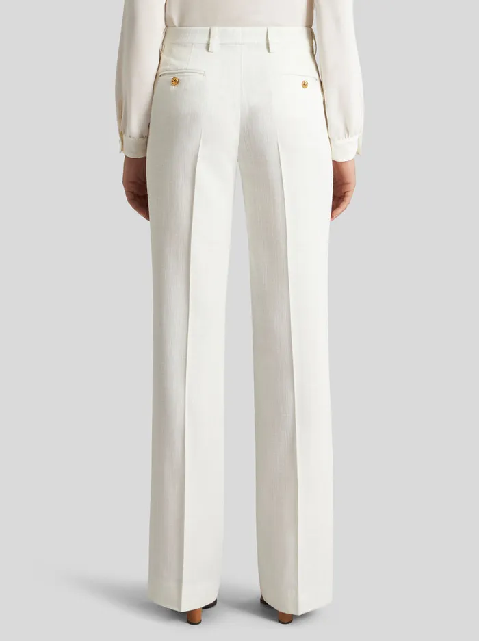 Women Etro Trousers Slub Fabric Trousers White Women Etro Trousers Slub Fabric Trousers White