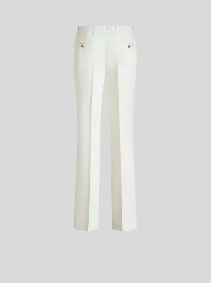 Women Etro Trousers Slub Fabric Trousers White Women Etro Trousers Slub Fabric Trousers White